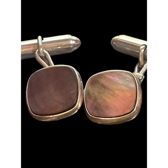 Vintage Genuine Kreisler Quality USA Dangling Style Carved Abalone Cufflinks - Picture 2 of 4